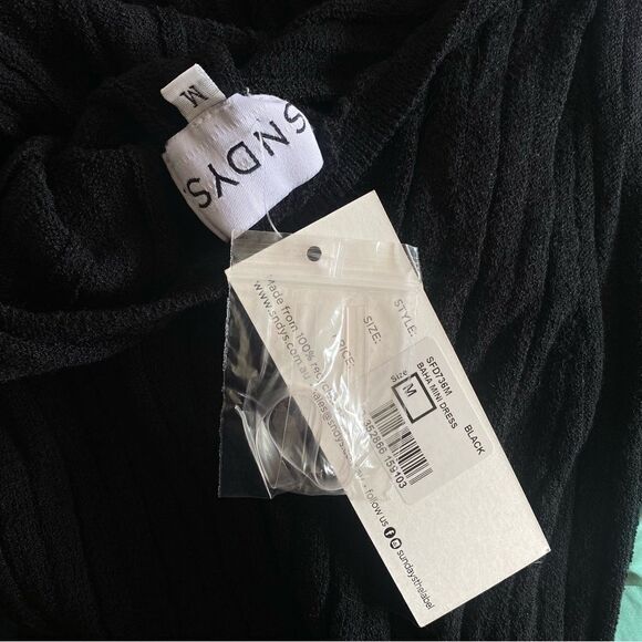 NWT SNDYS Baha Mini Dress Black knit open back sweater tunic Revolve M - Picture 6 of 7